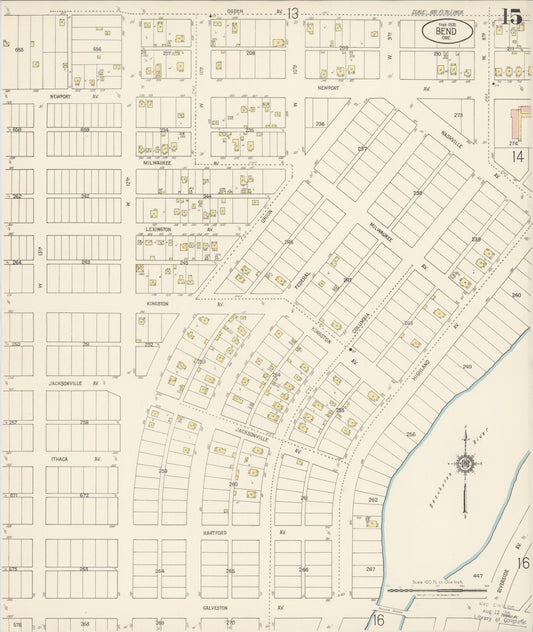 Sanborn Fire Insurance Map from Bend, Deschutes County, Oregon (1920), Sheet #0015 - Historic Sanborn Fire Insurance Map Print, vintage old map wall art, antique decor, genealogy gift, Oregon Oregon map
