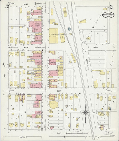 Sanborn Fire Insurance Map from Montgomery, Le Sueur County, Minnesota (1924), Sheet #0002 - Historic Sanborn Fire Insurance Map Print, vintage old map wall art, antique decor, genealogy gift, Minnesota Minnesota map