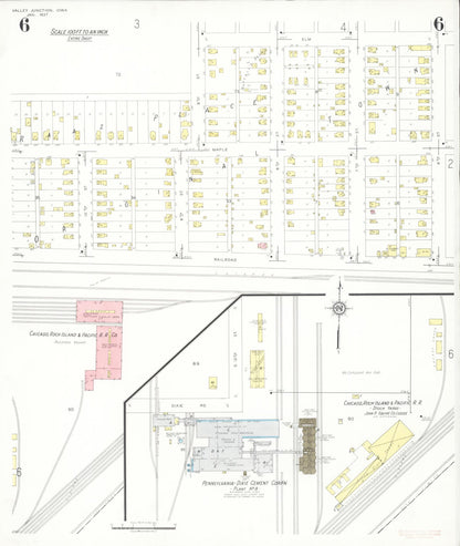 Sanborn Fire Insurance Map from Valley Junction, Polk County, Iowa (1937), Sheet #0006 - Historic Sanborn Fire Insurance Map Print, vintage old map wall art