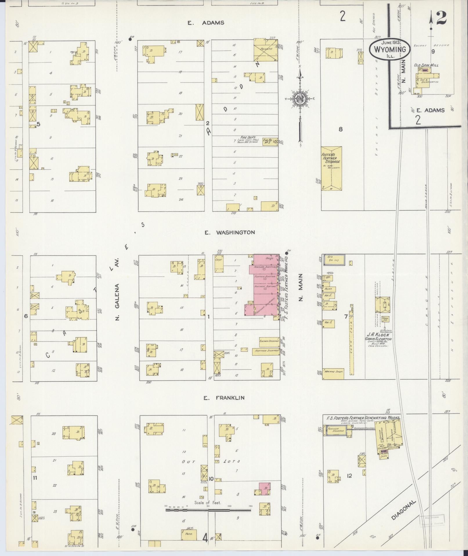 Sanborn Fire Insurance Map from Wyoming, Stark County, Illinois (1913), Sheet #0002 - Historic Sanborn Fire Insurance Map Print, vintage old map wall art, antique decor, genealogy gift, Wyoming Wyoming map