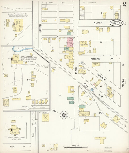 Sanborn Fire Insurance Map from Sumner, Pierce County, Washington (1892), Sheet #0002 - Historic Sanborn Fire Insurance Map Print, vintage old map wall art, antique decor, genealogy gift, Washington Washington map