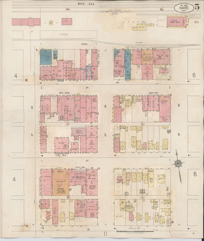 Sanborn Fire Insurance Map from Havre, Hill County, Montana (1943), Sheet #0005 - Complete Map Set gallery image, historic Sanborn map, vintage wall art, Montana Montana