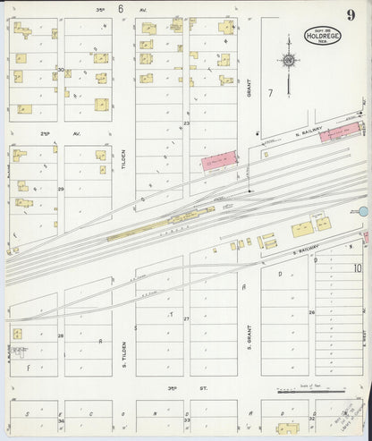 Sanborn Fire Insurance Map from Holdrege, Phelps County, Nebraska (1915), Sheet #0009 - Complete Map Set gallery image, historic Sanborn map, vintage wall art, Nebraska Nebraska