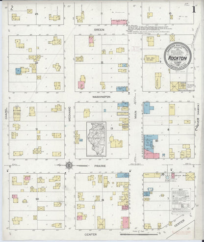 Sanborn Fire Insurance Map from Rockton, Winnebago County, Illinois (1912), Sheet #0001 - Complete Map Set gallery image, historic Sanborn map, vintage wall art, Illinois Illinois