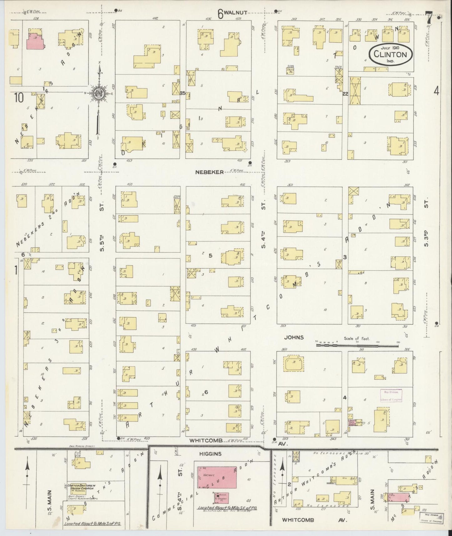 Sanborn Fire Insurance Map from Clinton, Vermillion County, Indiana (1910), Sheet #0007 - Complete Map Set gallery image, historic Sanborn map, vintage wall art, Indiana Indiana