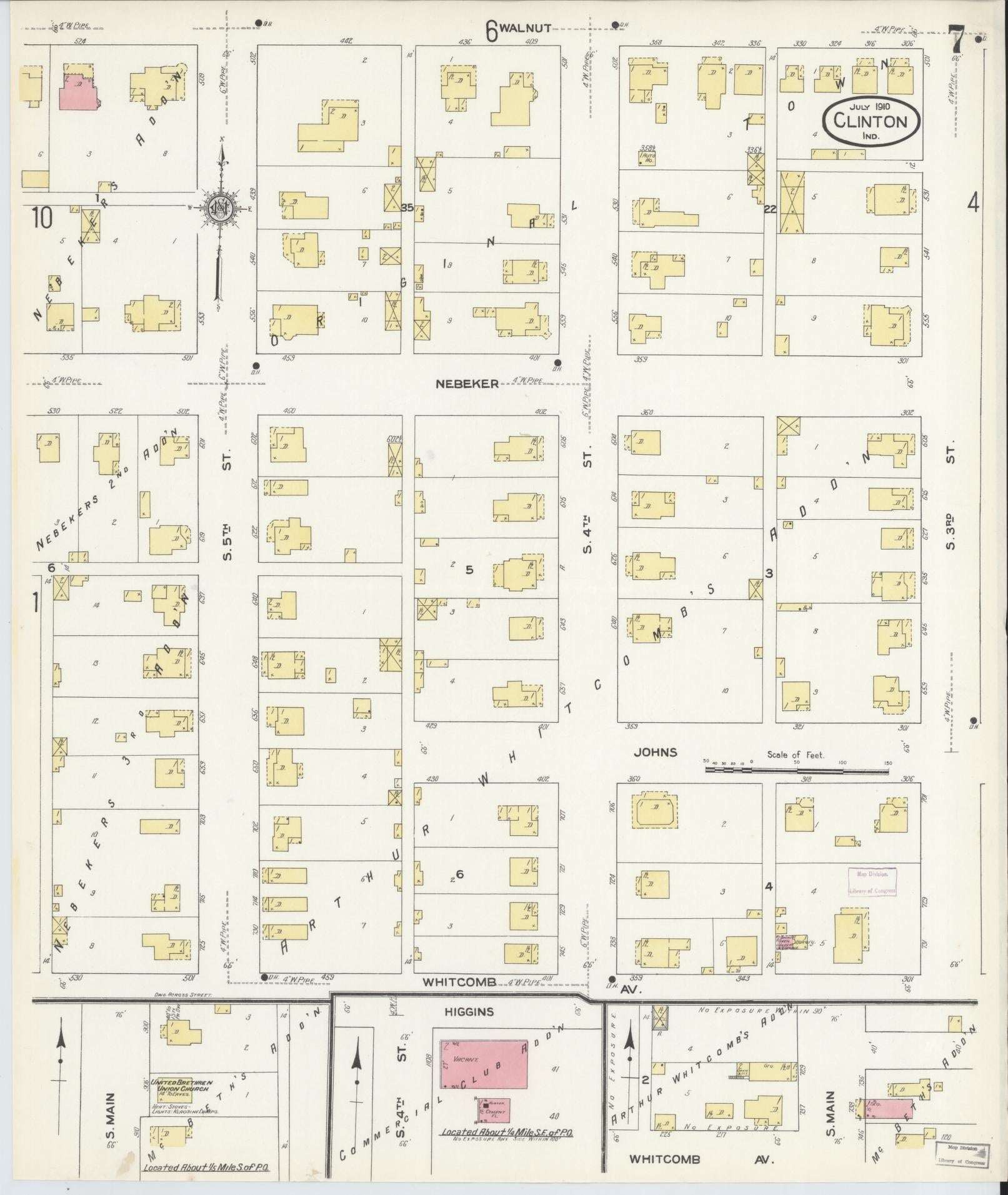 Sanborn Fire Insurance Map from Clinton, Vermillion County, Indiana (1910), Sheet #0007 - Complete Map Set gallery image, historic Sanborn map, vintage wall art, Indiana Indiana