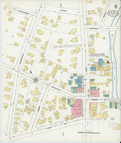 Sanborn Fire Insurance Map from Perry, Wyoming County, New York (1906), Sheet #0004 - Complete Map Set gallery image, historic Sanborn map, vintage wall art, Perry Wyoming