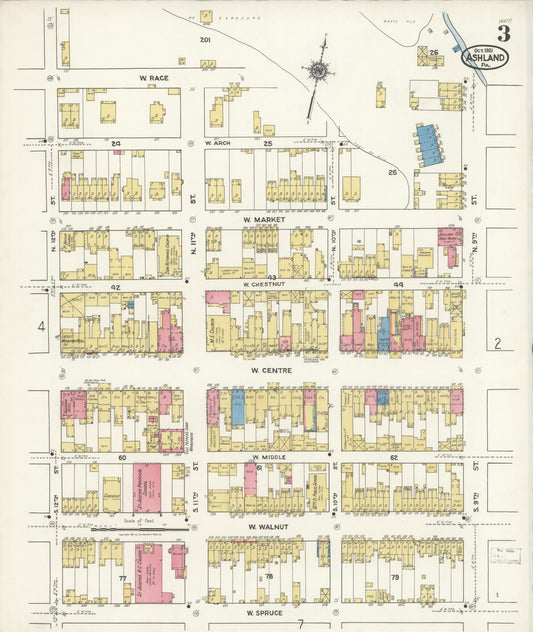 Sanborn Fire Insurance Map from Ashland, Schuylkill County, Pennsylvania (1921), Sheet #0003 - Historic Sanborn Fire Insurance Map Print, vintage old map wall art, antique decor, genealogy gift, Pennsylvania Pennsylvania map