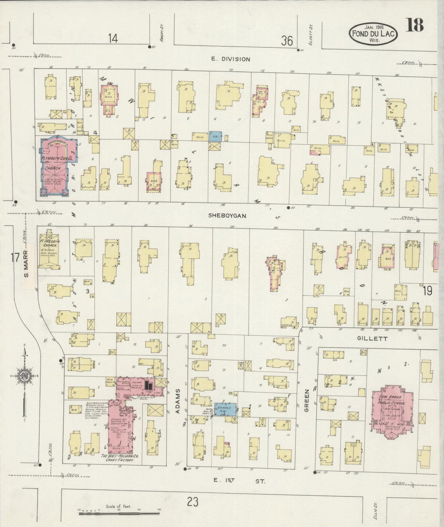 Sanborn Fire Insurance Map from Fond du Lac, Fond du Lac County, Wisconsin (1915), Sheet #0018 - Complete Map Set gallery image, historic Sanborn map, vintage wall art, Wisconsin Wisconsin