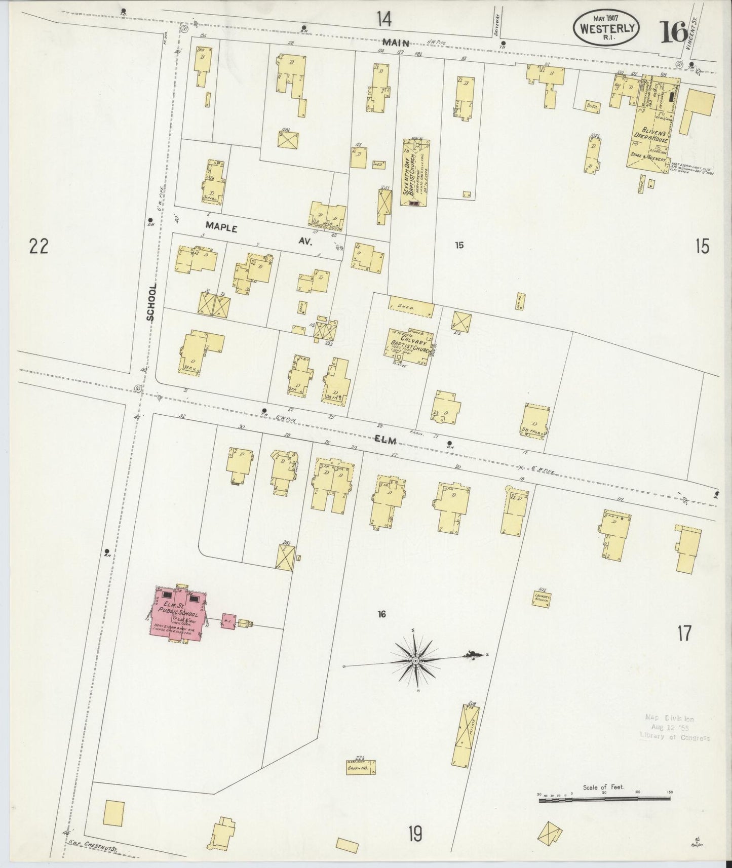 Sanborn Fire Insurance Map from Westerly, Washington County, Rhode Island (1907), Sheet #0016 - Complete Map Set gallery image, historic Sanborn map, vintage wall art, Rhode Island Rhode Island