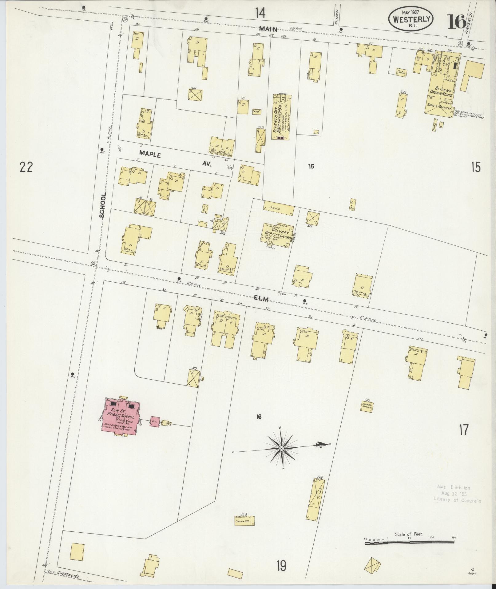Sanborn Fire Insurance Map from Westerly, Washington County, Rhode Island (1907), Sheet #0016 - Complete Map Set gallery image, historic Sanborn map, vintage wall art, Rhode Island Rhode Island