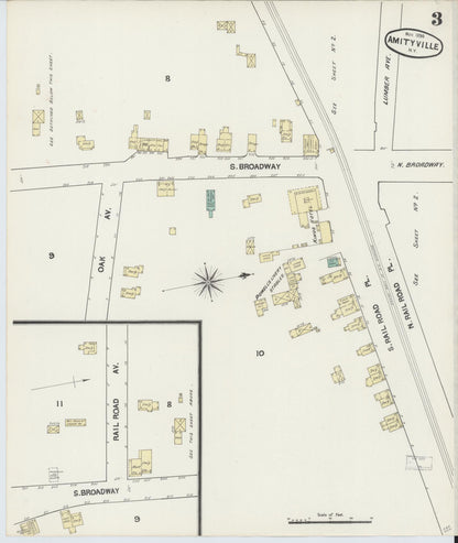 Sanborn Fire Insurance Map from Amityville, Suffolk County, New York (1890), Sheet #0003 - Complete Map Set gallery image, historic Sanborn map, vintage wall art, New York New York