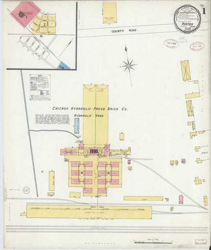 Sanborn Fire Insurance Map from Porter, Porter County, Indiana (1899), Sheet #0001 - Historic Sanborn Fire Insurance Map Print, vintage old map wall art, antique decor, genealogy gift, Indiana Indiana map