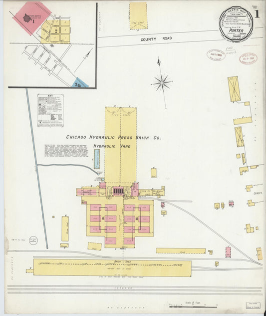 Sanborn Fire Insurance Map from Porter, Porter County, Indiana (1899), Sheet #0001 - Historic Sanborn Fire Insurance Map Print, vintage old map wall art, antique decor, genealogy gift, Indiana Indiana map