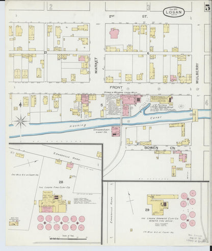 Sanborn Fire Insurance Map from Logan, Hocking County, Ohio (1893), Sheet #0005 - Complete Map Set gallery image, historic Sanborn map, vintage wall art, Ohio Ohio