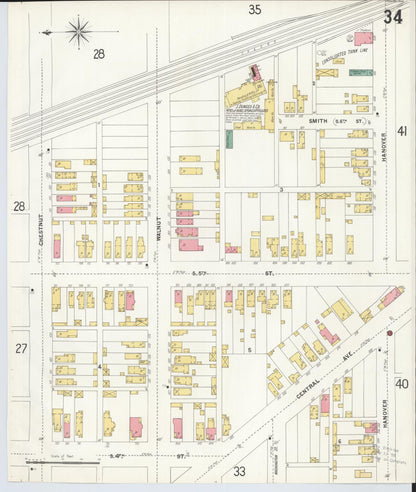 Sanborn Fire Insurance Map from Hamilton, Butler County, Ohio (1899), Sheet #0034 - Complete Map Set gallery image, historic Sanborn map, vintage wall art, Ohio Ohio
