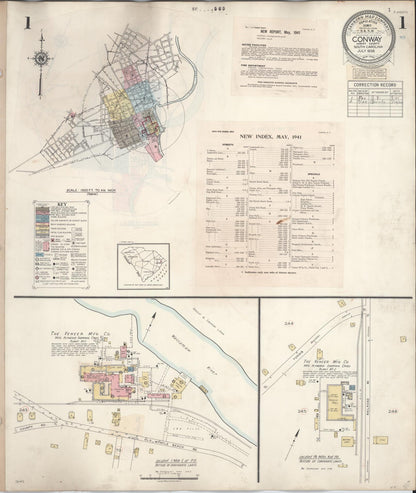 Sanborn Fire Insurance Map from Conway, Horry County, South Carolina (1949), Sheet #0001 - Complete Map Set gallery image, historic Sanborn map, vintage wall art, South Carolina South Carolina