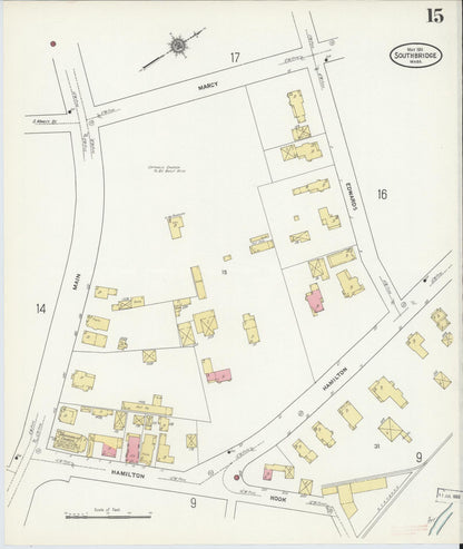 Sanborn Fire Insurance Map from Southbridge, Worcester County, Massachusetts (1911), Sheet #0015 - Complete Map Set gallery image, historic Sanborn map, vintage wall art, Massachusetts Massachusetts