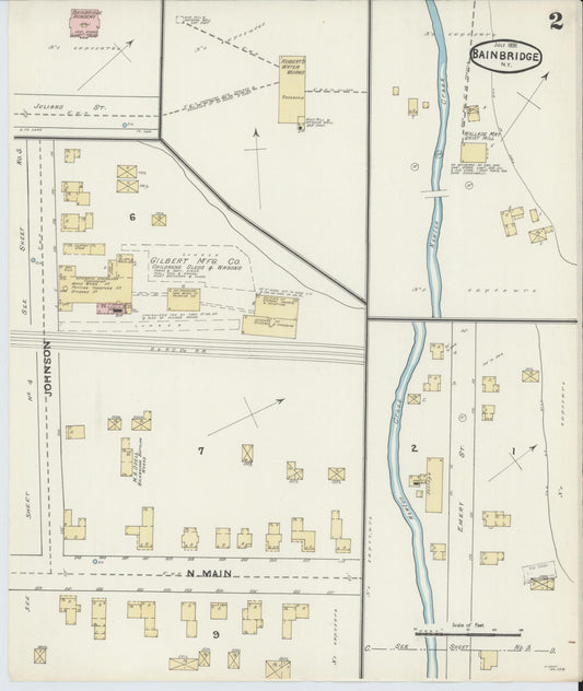 Sanborn Fire Insurance Map from Bainbridge, Chenango County, New York (1891), Sheet #0002 - Historic Sanborn Fire Insurance Map Print, vintage old map wall art, antique decor, genealogy gift, New York New York map
