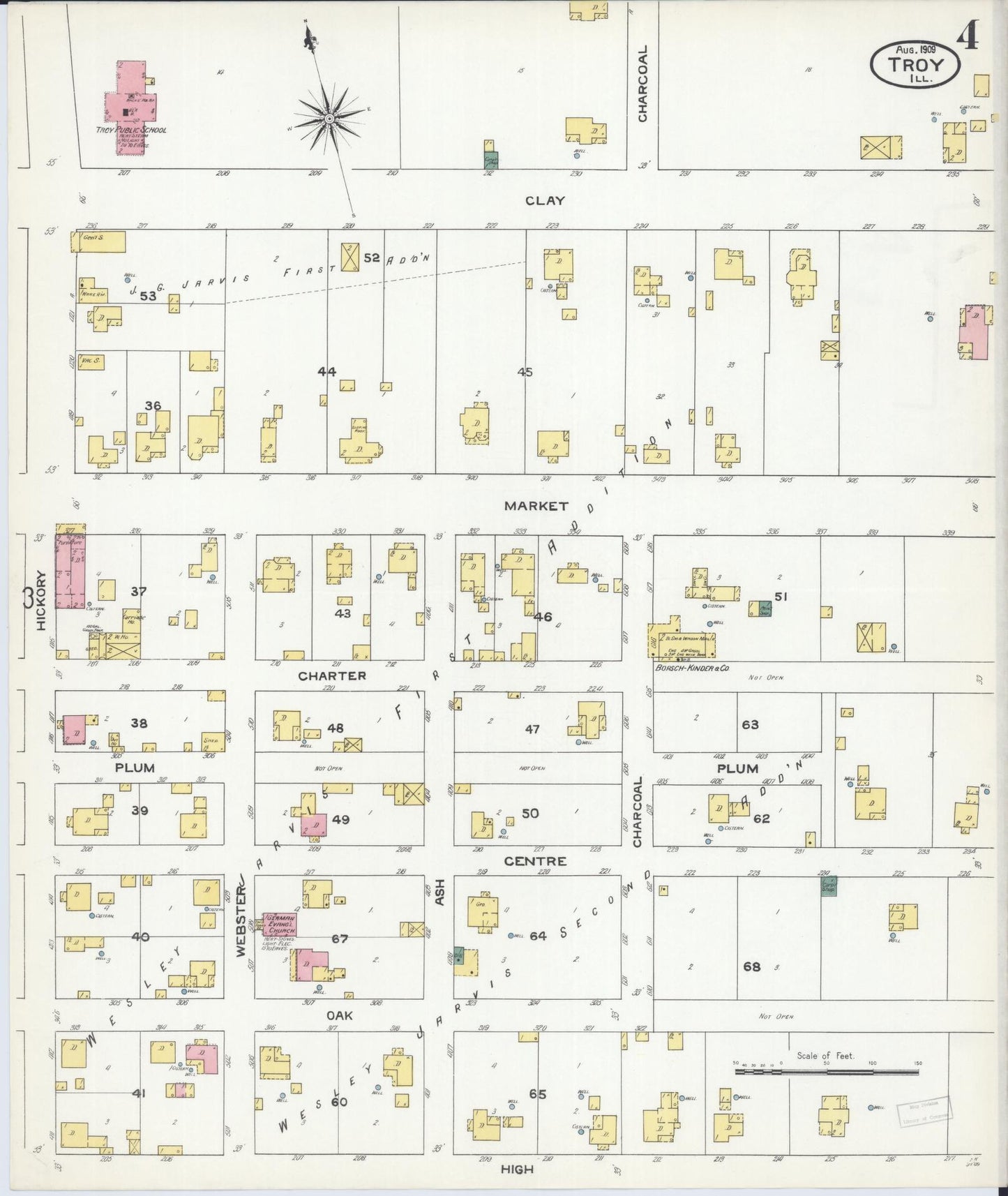 Sanborn Fire Insurance Map from Troy, Madison County, Illinois (1909), Sheet #0004 - Complete Map Set gallery image, historic Sanborn map, vintage wall art, Illinois Illinois