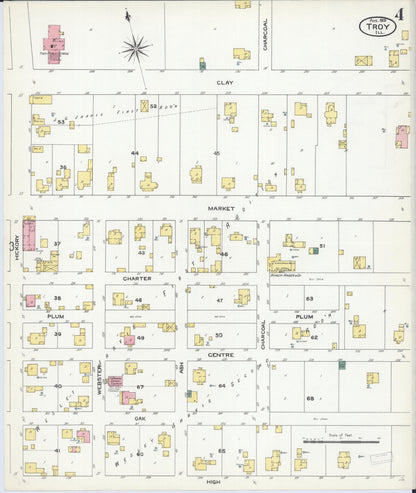 Sanborn Fire Insurance Map from Troy, Madison County, Illinois (1909), Sheet #0004 - Complete Map Set gallery image, historic Sanborn map, vintage wall art, Illinois Illinois