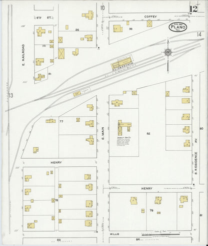 Sanborn Fire Insurance Map from Plano, Collin County, Texas (1921), Sheet #0012 - Historic Sanborn Fire Insurance Map Print, vintage old map wall art, antique decor, genealogy gift, Texas Texas map
