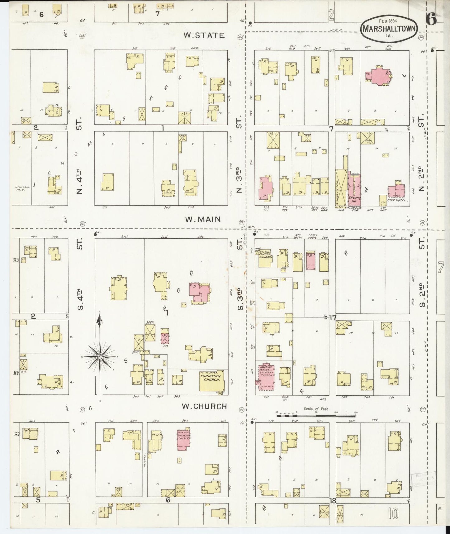 Sanborn Fire Insurance Map from Marshalltown, Marshall County, Iowa (1894), Sheet #0006 - Historic Sanborn Fire Insurance Map Print