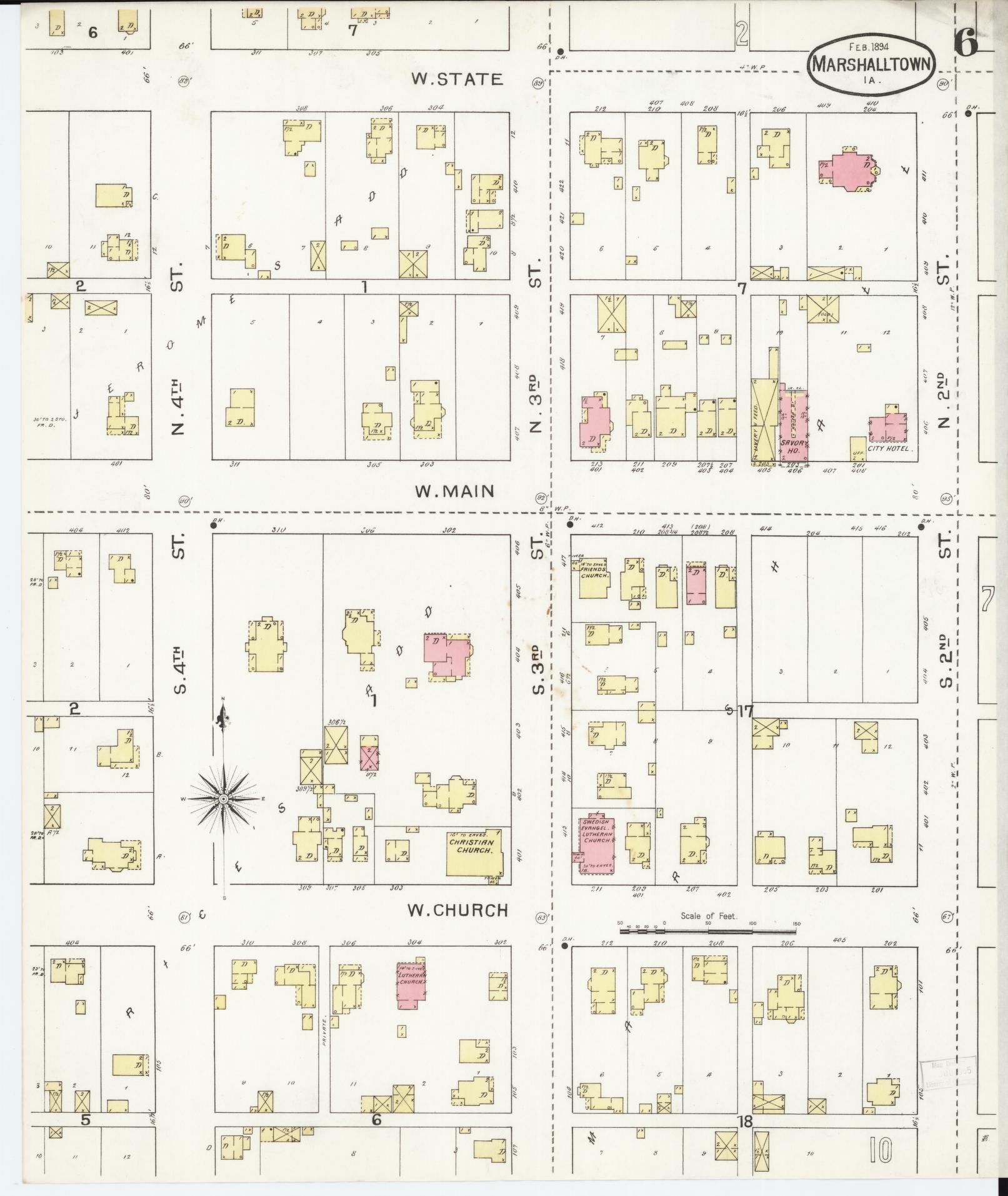 Sanborn Fire Insurance Map from Marshalltown, Marshall County, Iowa (1894), Sheet #0006 - Historic Sanborn Fire Insurance Map Print