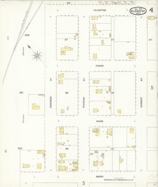 Sanborn Fire Insurance Map from Glendive, Dawson County, Montana (1903), Sheet #0004 - Historic Sanborn Fire Insurance Map Print, vintage old map wall art, antique decor, genealogy gift, Montana Montana map