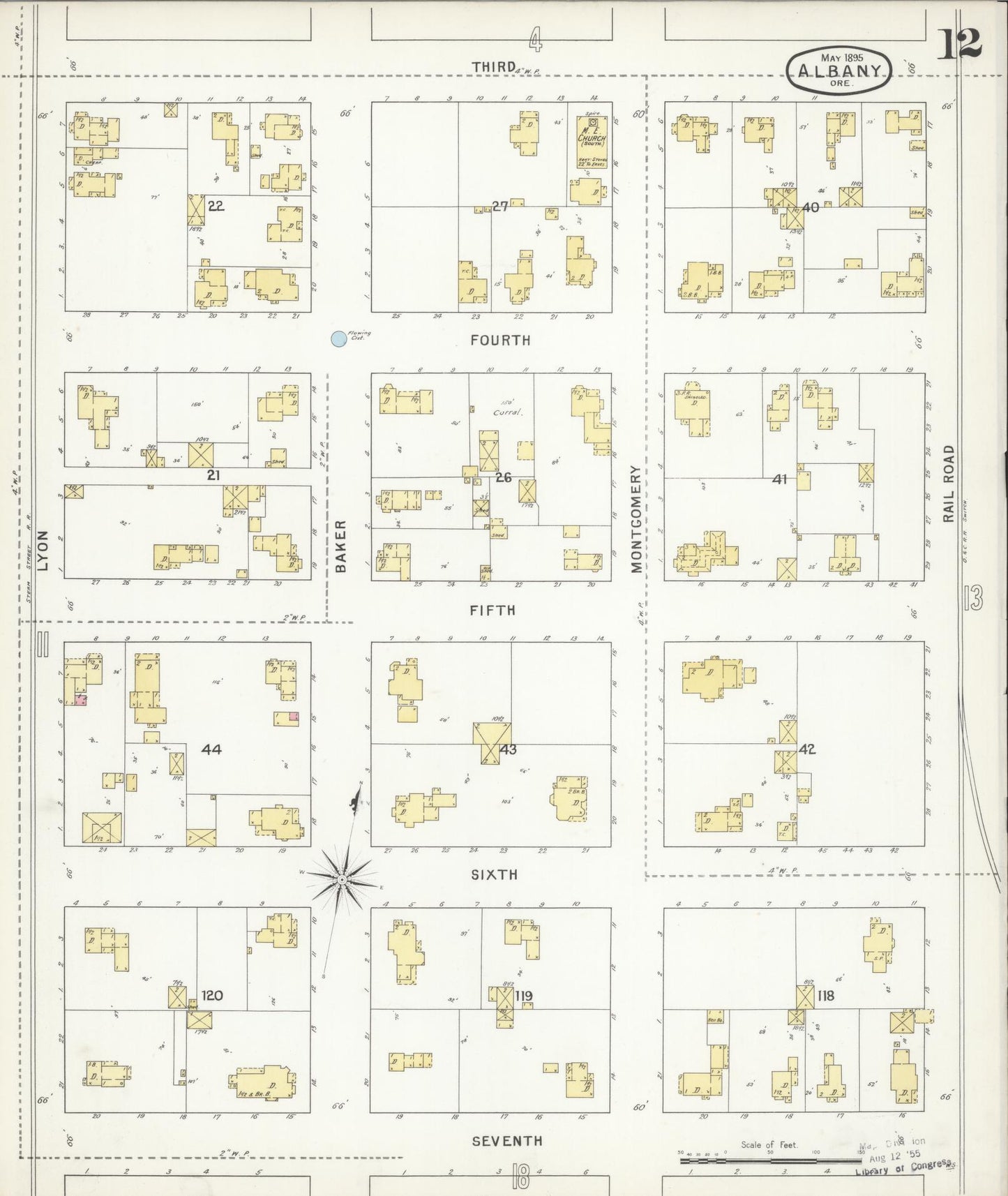 Sanborn Fire Insurance Map from Albany, Linn County, Oregon (1895), Sheet #0012 - Complete Map Set gallery image, historic Sanborn map, vintage wall art, Oregon Oregon