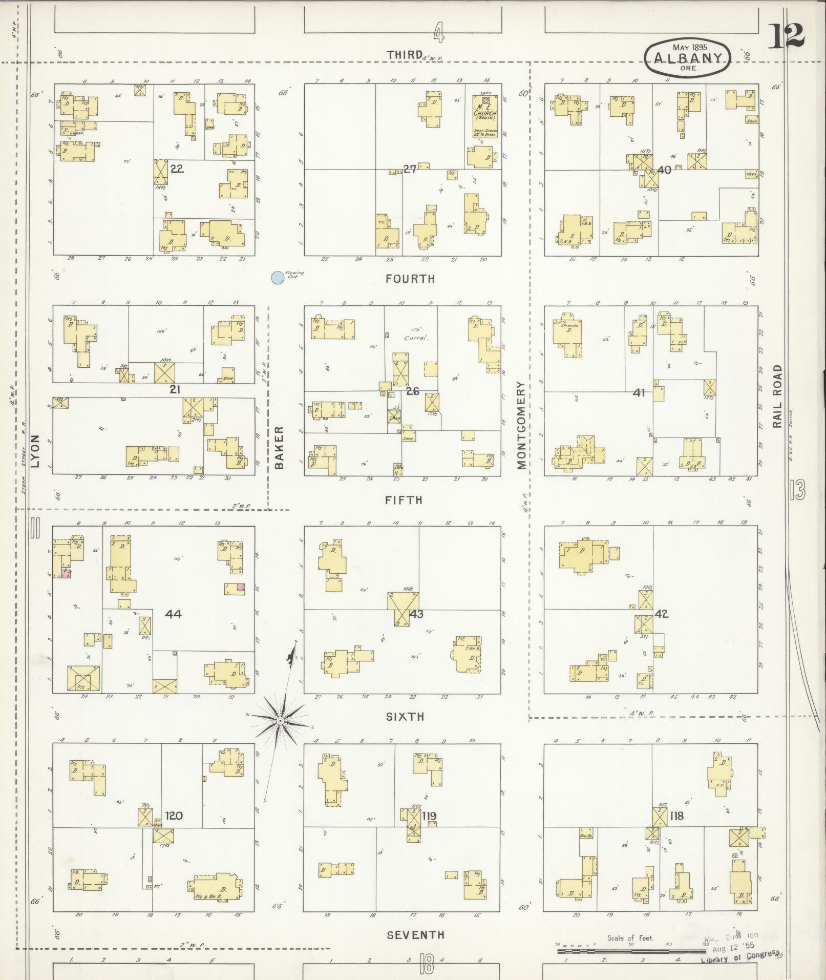 Sanborn Fire Insurance Map from Albany, Linn County, Oregon (1895), Sheet #0012 - Complete Map Set gallery image, historic Sanborn map, vintage wall art, Oregon Oregon