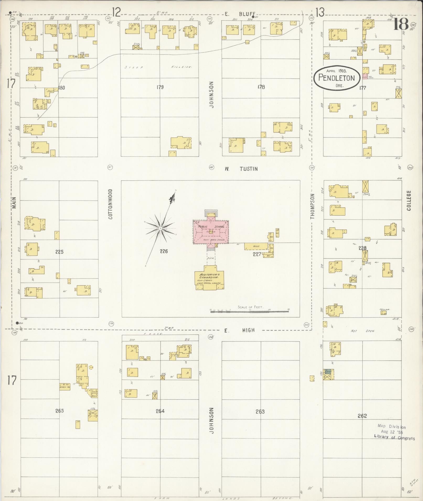 Sanborn Fire Insurance Map from Pendleton, Umatilla County, Oregon (1903), Sheet #0018 - Historic Sanborn Fire Insurance Map Print, vintage old map wall art, antique decor, genealogy gift, Oregon Oregon map