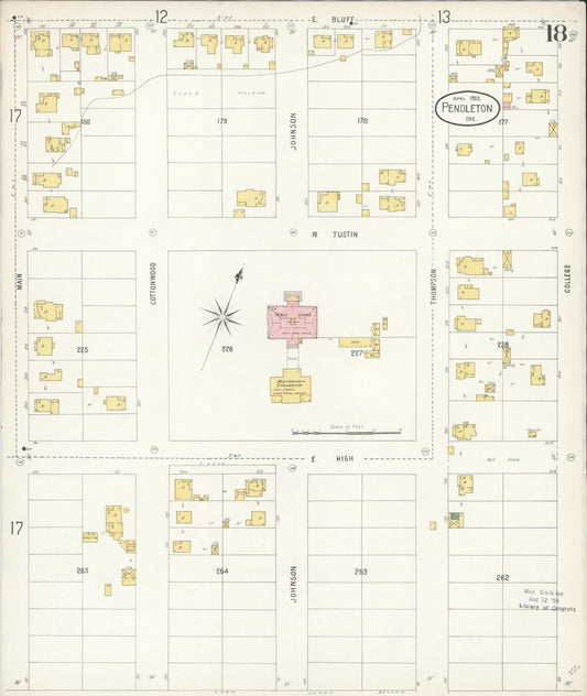 Sanborn Fire Insurance Map from Pendleton, Umatilla County, Oregon (1903), Sheet #0018 - Historic Sanborn Fire Insurance Map Print, vintage old map wall art, antique decor, genealogy gift, Oregon Oregon map