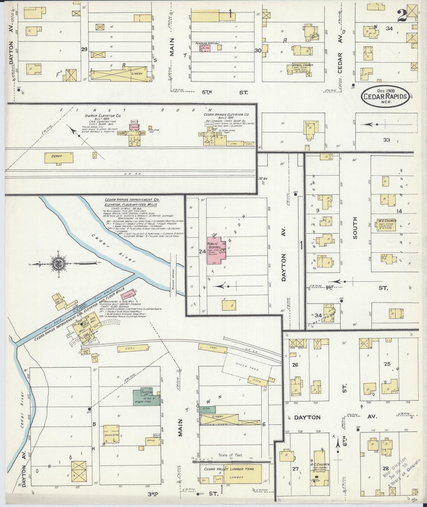 Sanborn Fire Insurance Map from Cedar Rapids, Boone County, Nebraska (1909), Sheet #0002 - Complete Map Set gallery image, historic Sanborn map, vintage wall art, Nebraska Nebraska