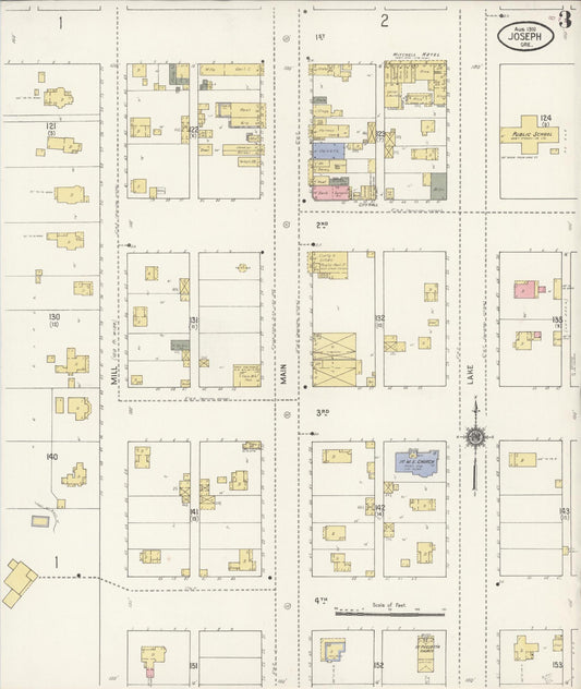 Sanborn Fire Insurance Map from Joseph, Wallowa County, Oregon (1910), Sheet #0003 - Historic Sanborn Fire Insurance Map Print, vintage old map wall art, antique decor, genealogy gift, Oregon Oregon map