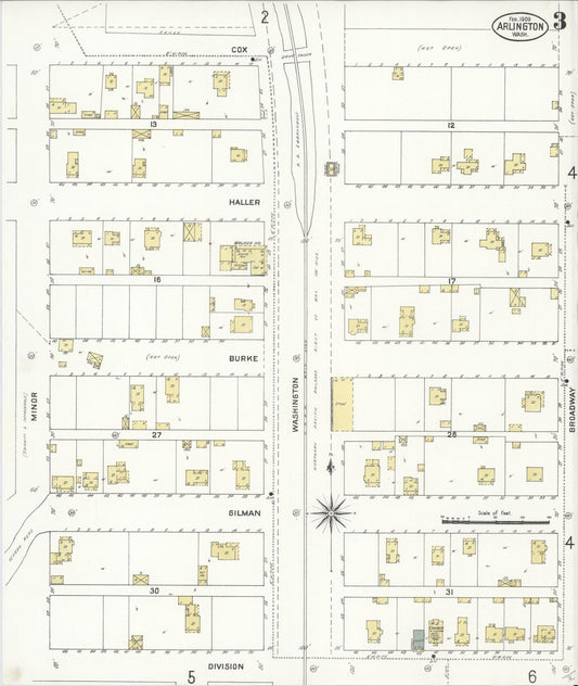 Sanborn Fire Insurance Map from Arlington, Snohomish County, Washington (1909), Sheet #0003 - Historic Sanborn Fire Insurance Map Print, vintage old map wall art, antique decor, genealogy gift, Washington Washington map