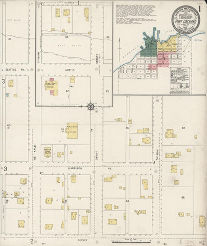 Sanborn Fire Insurance Map from Port Orchard, Kitsap County, Washington (1914), Sheet #0001 - Complete Map Set gallery image, historic Sanborn map, vintage wall art, Washington Washington
