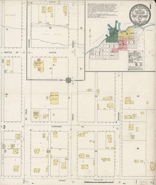 Sanborn Fire Insurance Map from Port Orchard, Kitsap County, Washington (1914), Sheet #0001 - Complete Map Set gallery image, historic Sanborn map, vintage wall art, Washington Washington