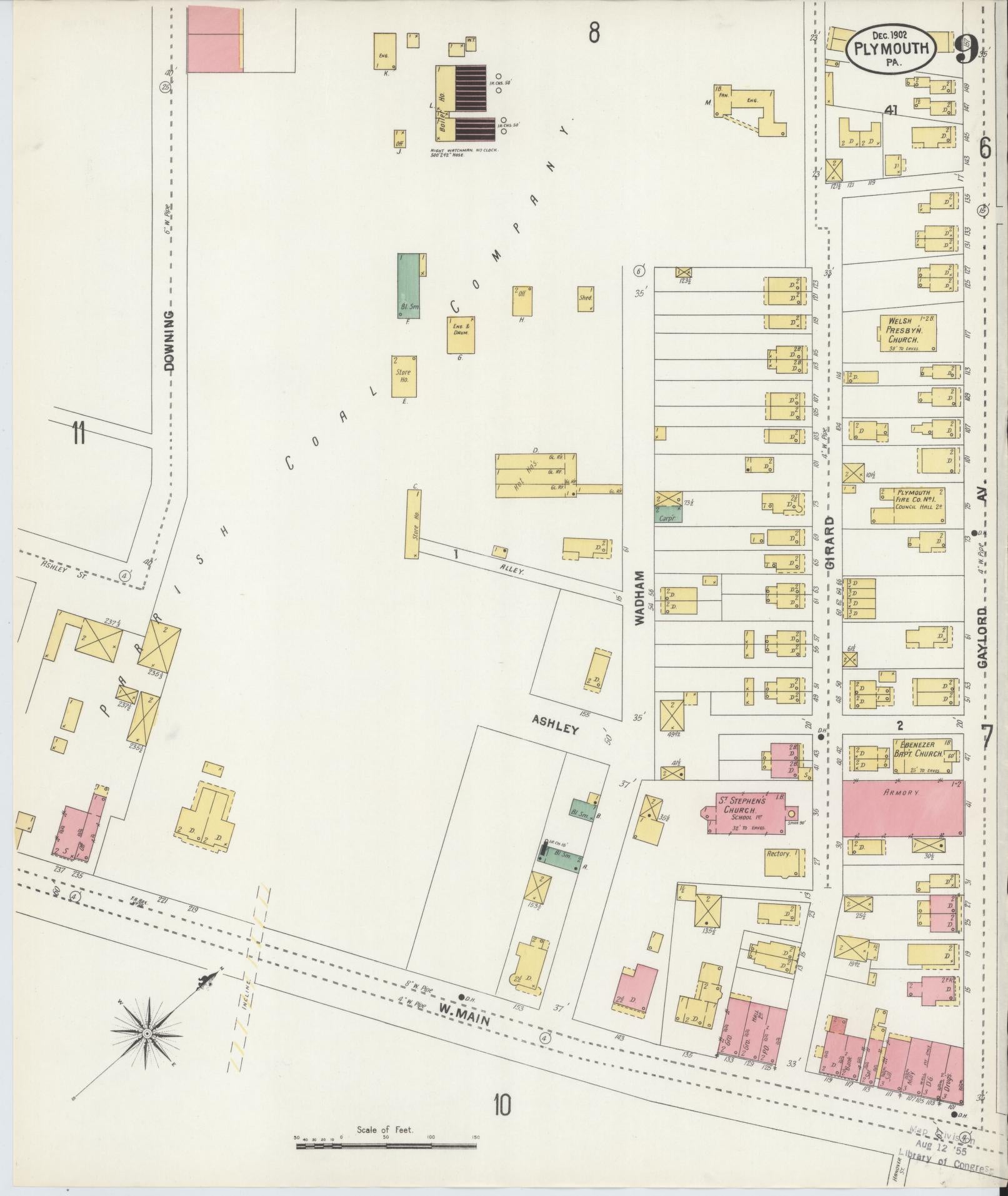 Sanborn Fire Insurance Map from Plymouth, Luzerne County, Pennsylvania (1902), Sheet #0009 - Complete Map Set gallery image, historic Sanborn map, vintage wall art, Pennsylvania Pennsylvania