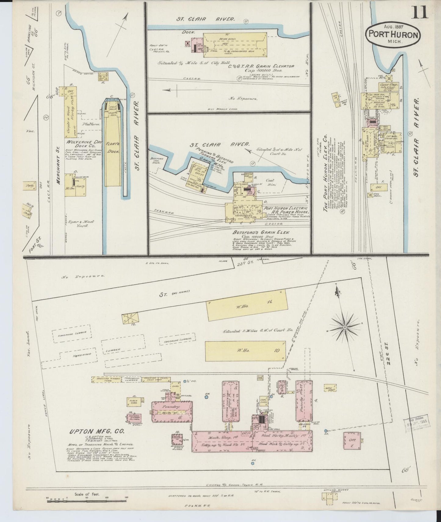Sanborn Fire Insurance Map from Port Huron, Saint Clair County, Michigan (1887), Sheet #0011 - Complete Map Set gallery image, historic Sanborn map, vintage wall art, Michigan Michigan