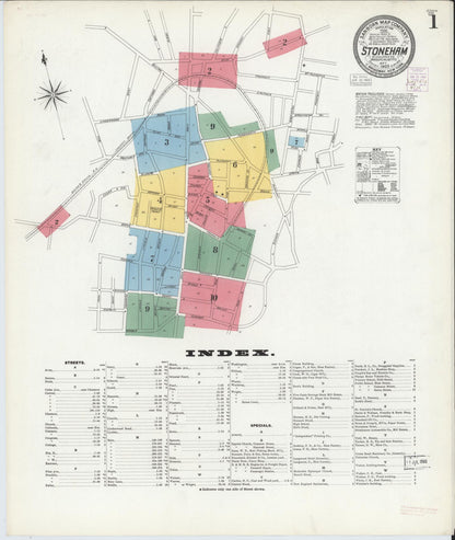Sanborn Fire Insurance Map from Stoneham, Middlesex County, Massachusetts (1903), Sheet #0001 - Historic Sanborn Fire Insurance Map Print, vintage old map wall art, antique decor, genealogy gift, Massachusetts Massachusetts map