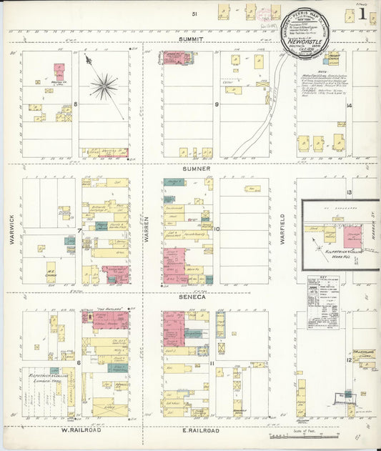 Sanborn Fire Insurance Map from Newcastle, Weston County, Wyoming (1896), Sheet #0001 - Complete Map Set gallery image, historic Sanborn map, vintage wall art, Wyoming Wyoming