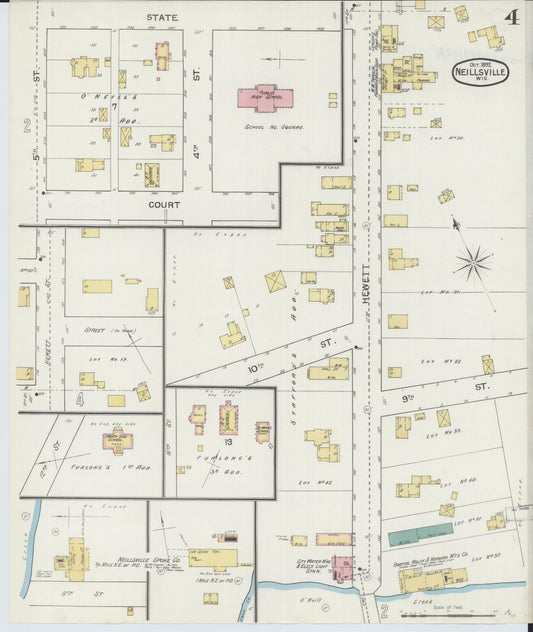Sanborn Fire Insurance Map from Neillsville, Clark County, Wisconsin (1892), Sheet #0004 - Historic Sanborn Fire Insurance Map Print, vintage old map wall art, antique decor, genealogy gift, Wisconsin Wisconsin map