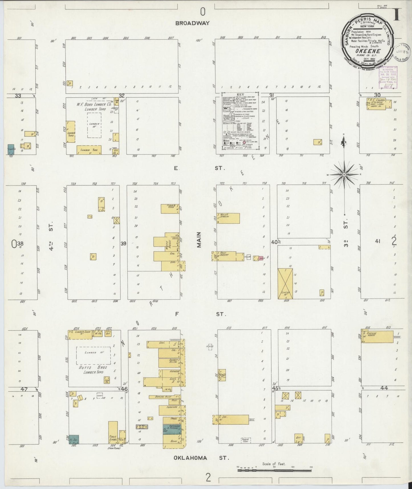 Sanborn Fire Insurance Map from Okeene, Blaine County, Oklahoma (1901), Sheet #0001 - Historic Sanborn Fire Insurance Map Print, vintage old map wall art, antique decor, genealogy gift, Oklahoma Oklahoma map