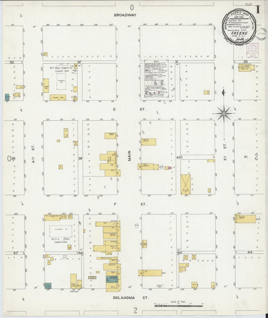 Sanborn Fire Insurance Map from Okeene, Blaine County, Oklahoma (1901), Sheet #0001 - Historic Sanborn Fire Insurance Map Print, vintage old map wall art, antique decor, genealogy gift, Oklahoma Oklahoma map