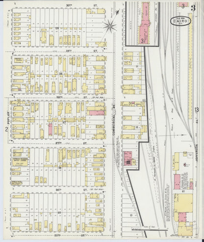 Sanborn Fire Insurance Map from Cairo, Alexander County, Illinois (1896), Sheet #0003 - Complete Map Set gallery image, historic Sanborn map, vintage wall art, Illinois Illinois