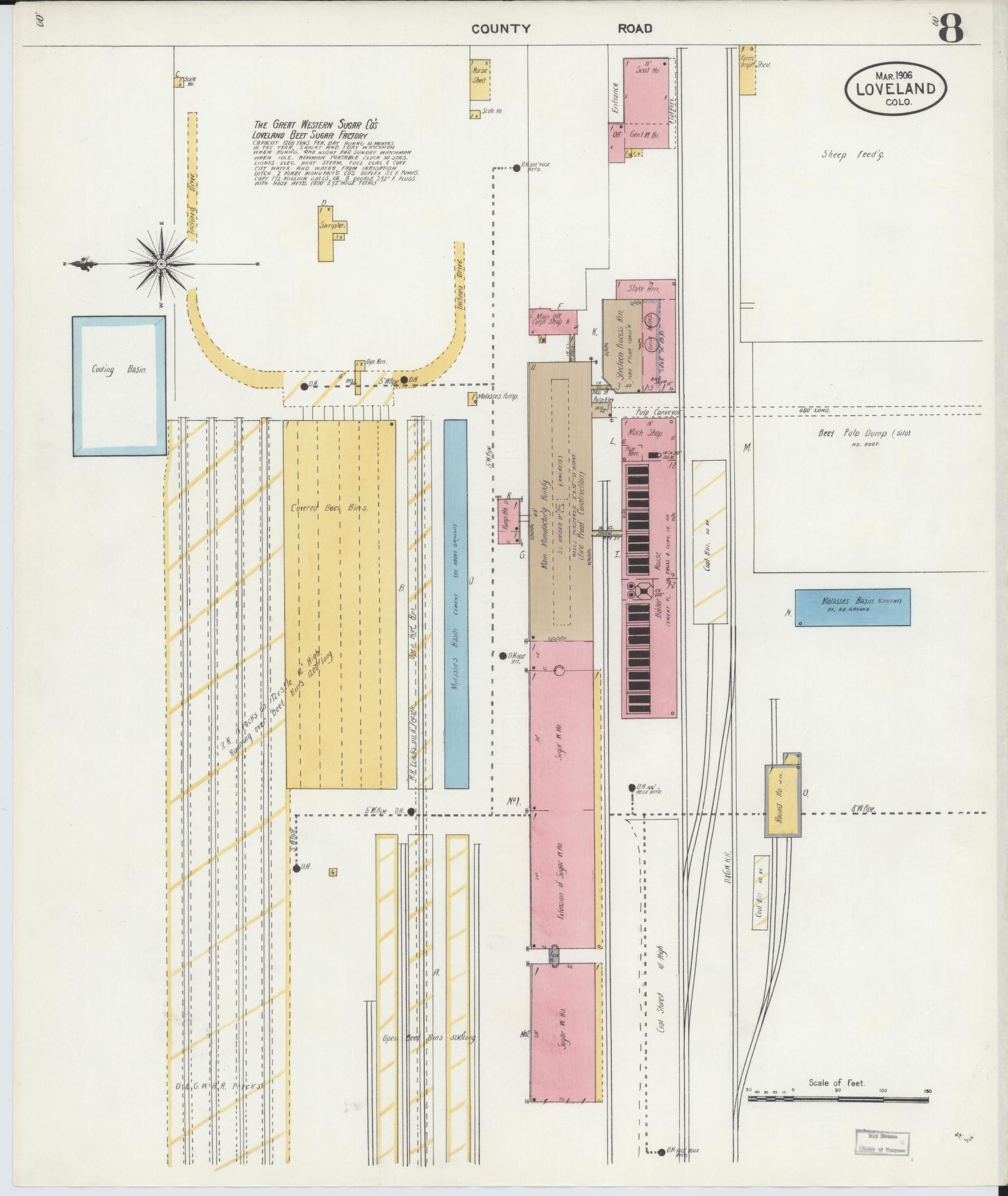 Sanborn Fire Insurance Map from Loveland, Larimer County, Colorado (1906), Sheet #0008 - Complete Map Set gallery image, historic Sanborn map, vintage wall art, Colorado Colorado