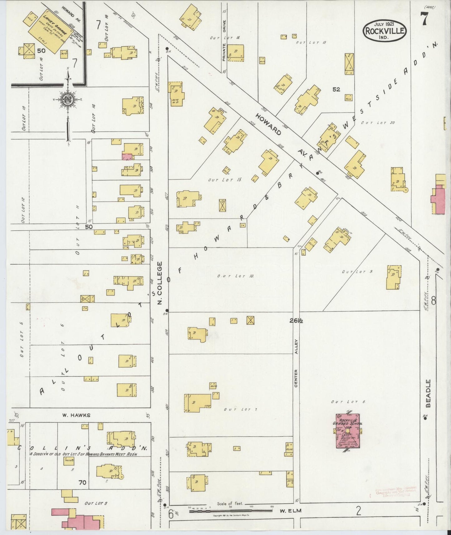 Sanborn Fire Insurance Map from Rockville, Parke County, Indiana (1921), Sheet #0007 - Complete Map Set gallery image, historic Sanborn map, vintage wall art, Indiana Indiana