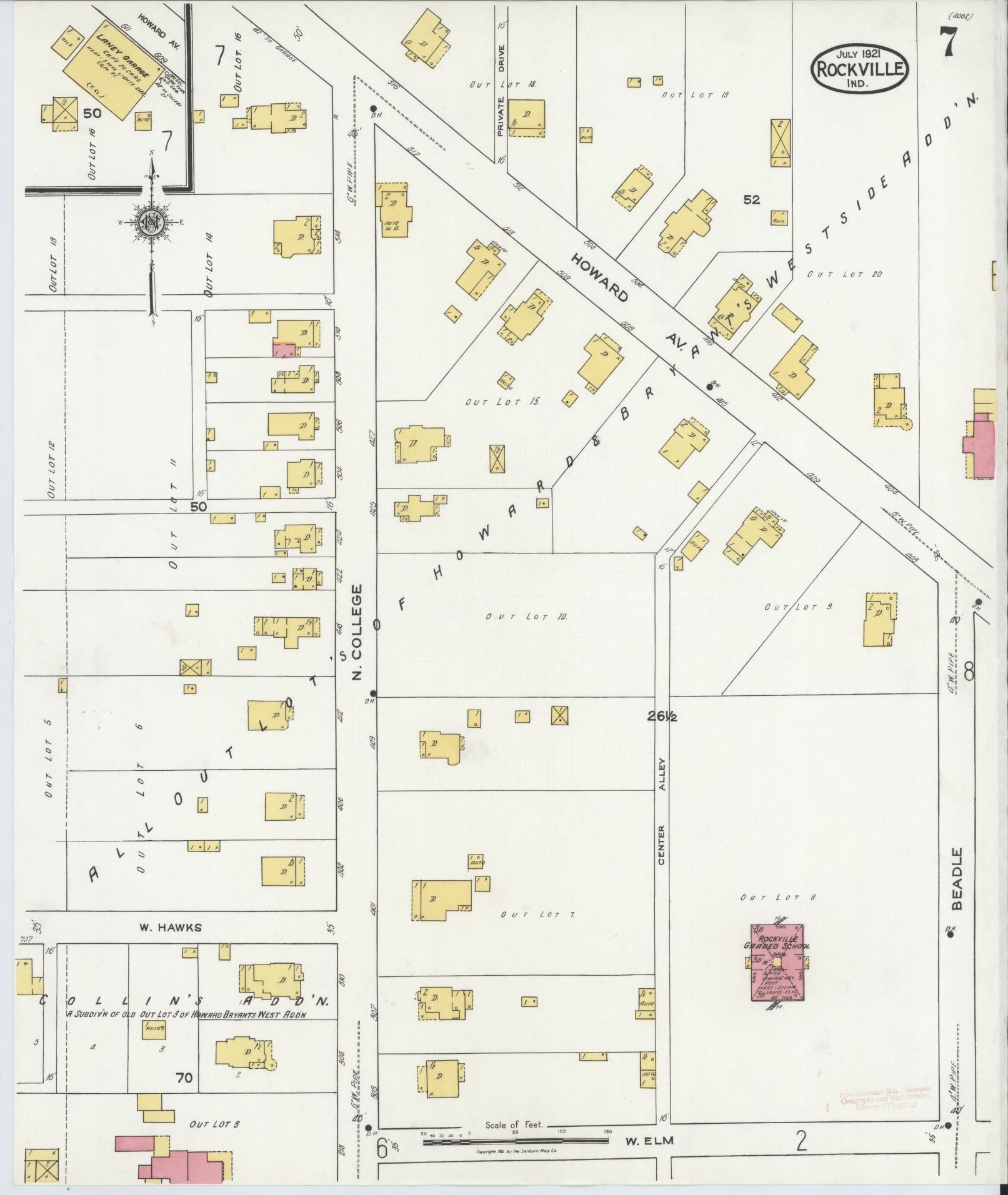 Sanborn Fire Insurance Map from Rockville, Parke County, Indiana (1921), Sheet #0007 - Complete Map Set gallery image, historic Sanborn map, vintage wall art, Indiana Indiana