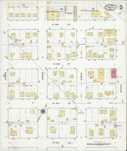 Sanborn Fire Insurance Map from Cisco, Eastland County, Texas (1920), Sheet #0005 - Complete Map Set gallery image, historic Sanborn map, vintage wall art, Texas Texas